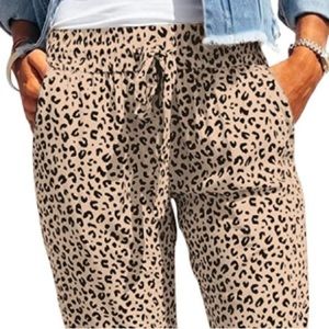 Cute Leopard drawstring joggers